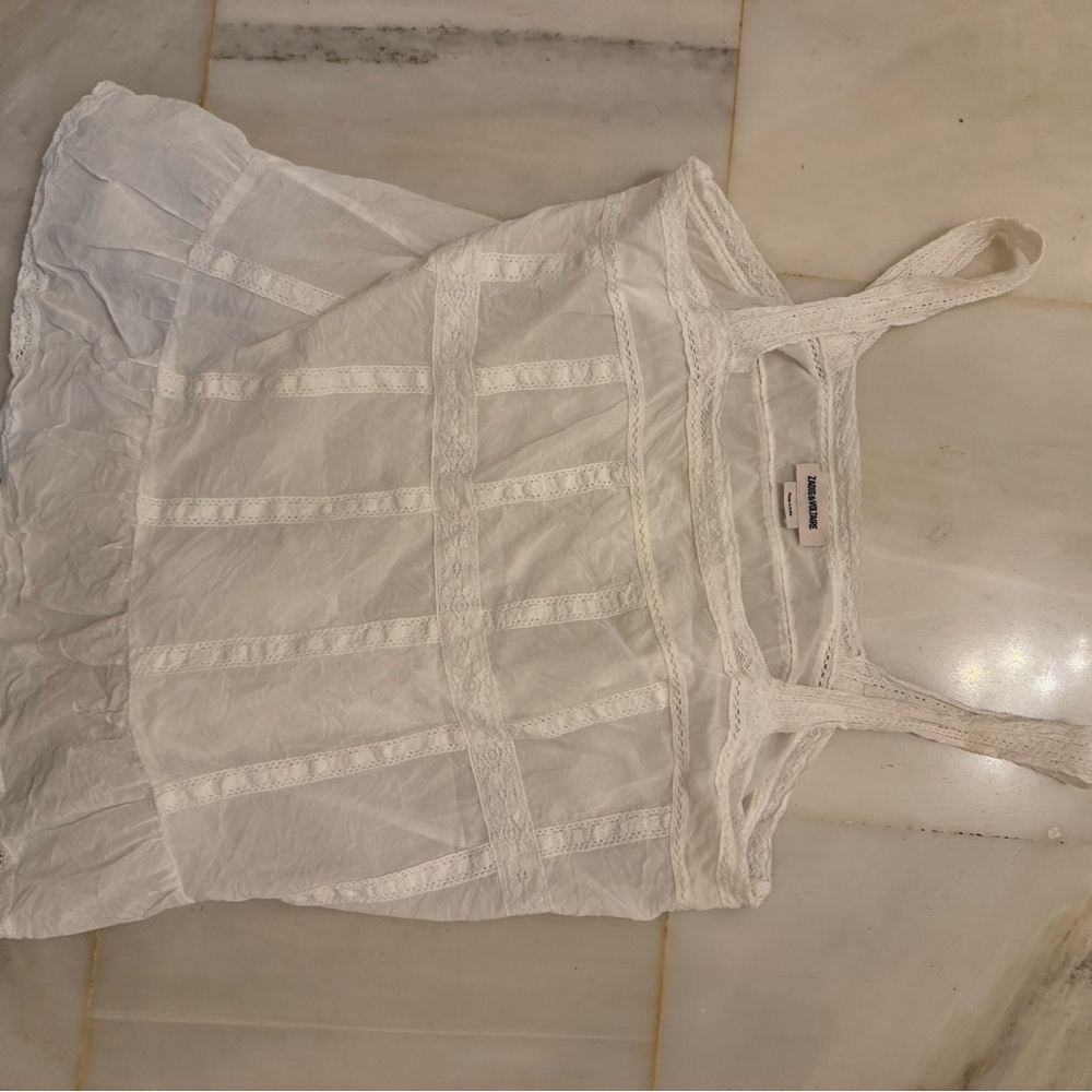 Zadig & Voltaire Cream Lace Detail Top